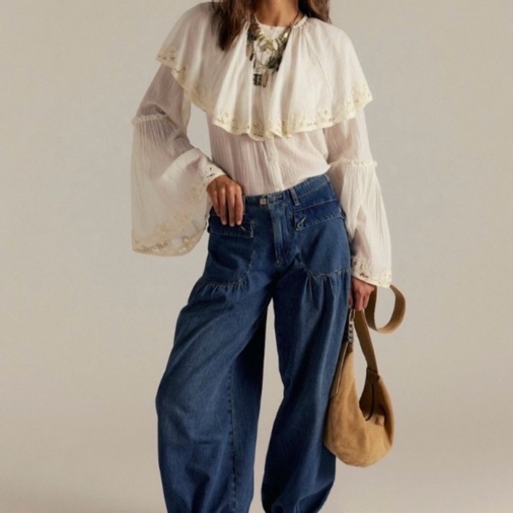 We the Free Wide leg Genie pants cropped balloon jeans